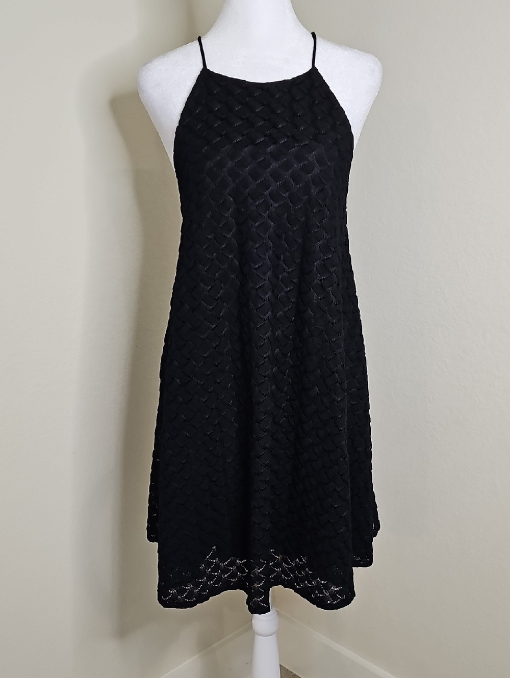 Kimchi Blue Crochet Lace Overlay Halter Neck Mini Dress Sz M